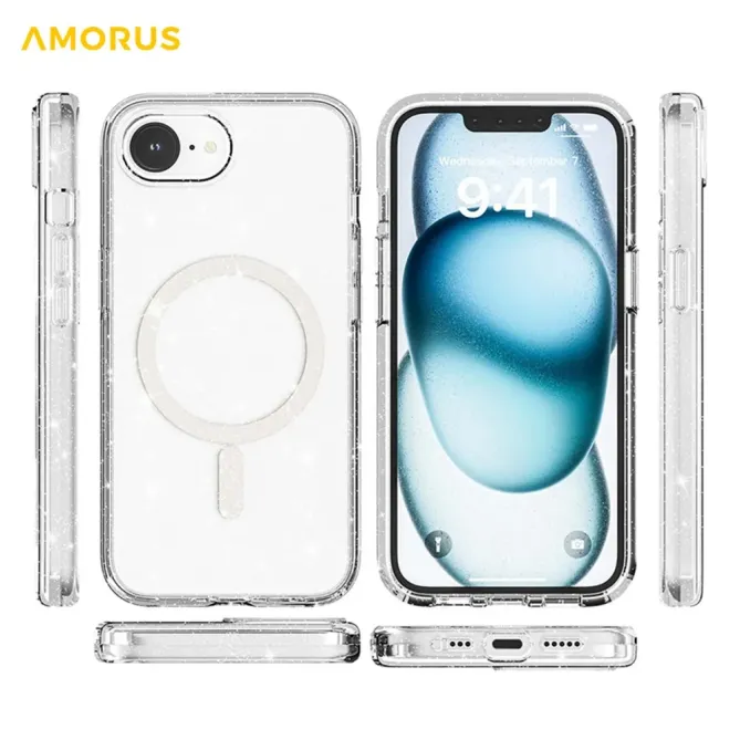 Coque iPhone 17e / 16e Pailletée Magnétique MagSafe