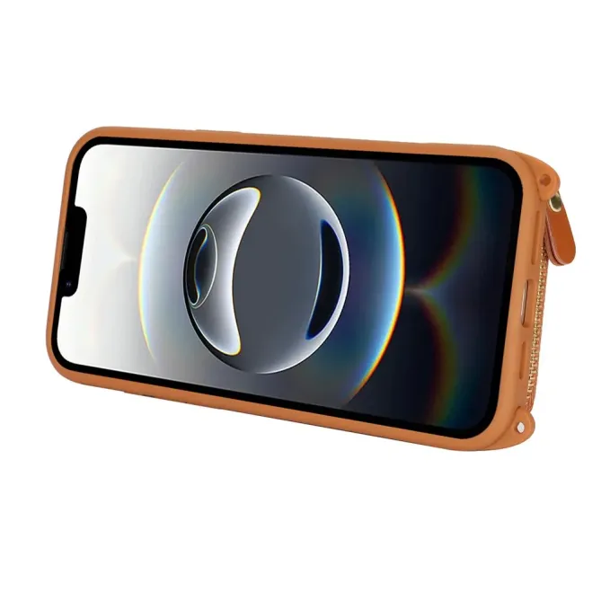 Coque iPhone 17e / 16e Portefeuille Zippé Matelassé avec Bandoulière