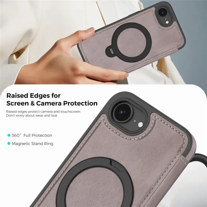Housse iPhone 17e / 16e MagSafe avec Anneau Rotatif et RFID