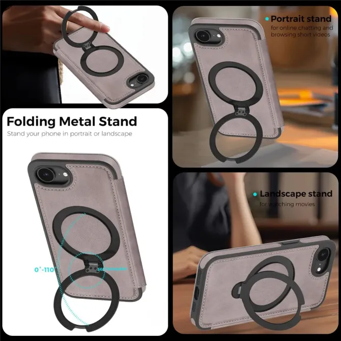Housse iPhone 17e / 16e MagSafe avec Anneau Rotatif et RFID