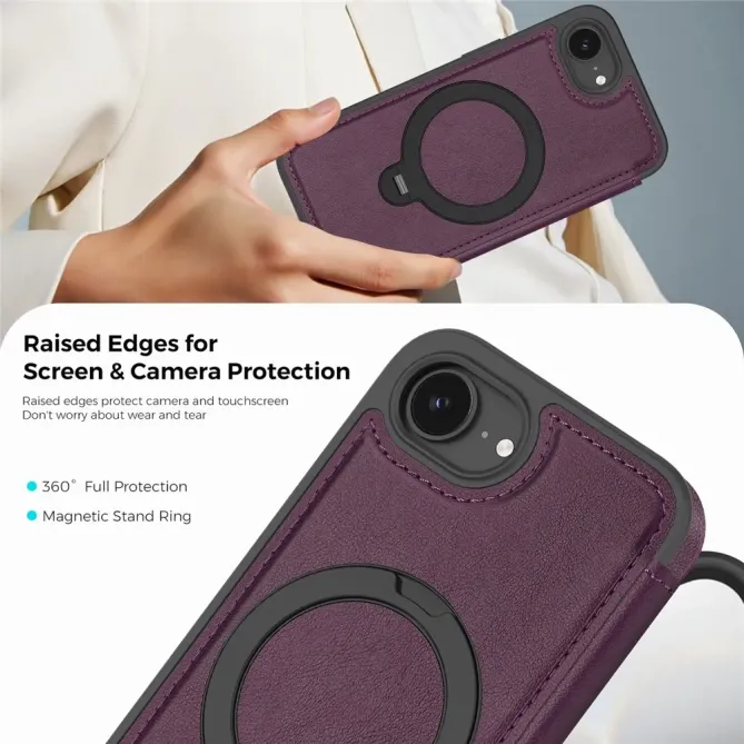 Housse iPhone 17e / 16e MagSafe avec Anneau Rotatif et RFID