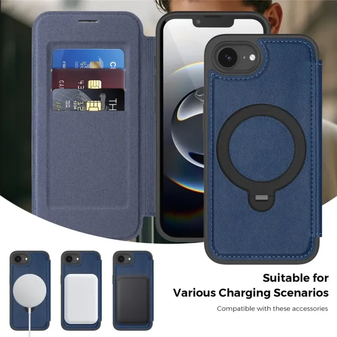 Housse iPhone 17e / 16e MagSafe avec Anneau Rotatif et RFID