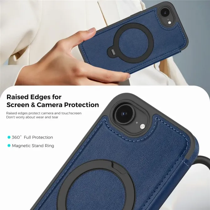 Housse iPhone 17e / 16e MagSafe avec Anneau Rotatif et RFID