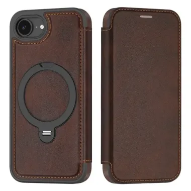 Housse iPhone 17e / 16e MagSafe avec Anneau Rotatif et RFID Marron - photo 29