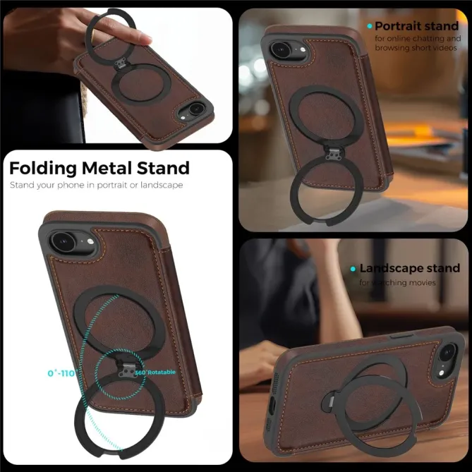 Housse iPhone 17e / 16e MagSafe avec Anneau Rotatif et RFID