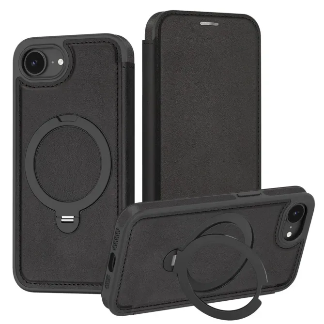 Housse iPhone 17e / 16e MagSafe avec Anneau Rotatif et RFID