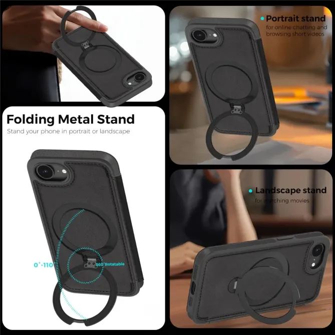 Housse iPhone 17e / 16e MagSafe avec Anneau Rotatif et RFID