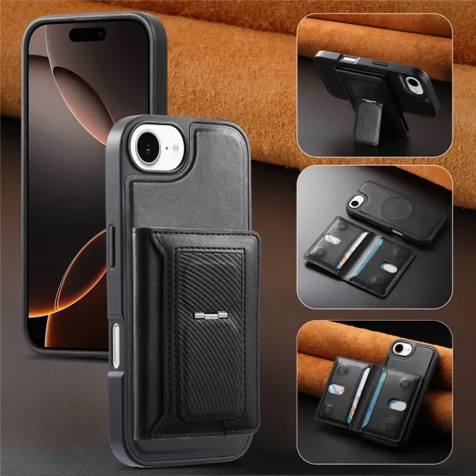 Coque iPhone 17e / 16e Magnétique Détachable avec Porte-Cartes et Support