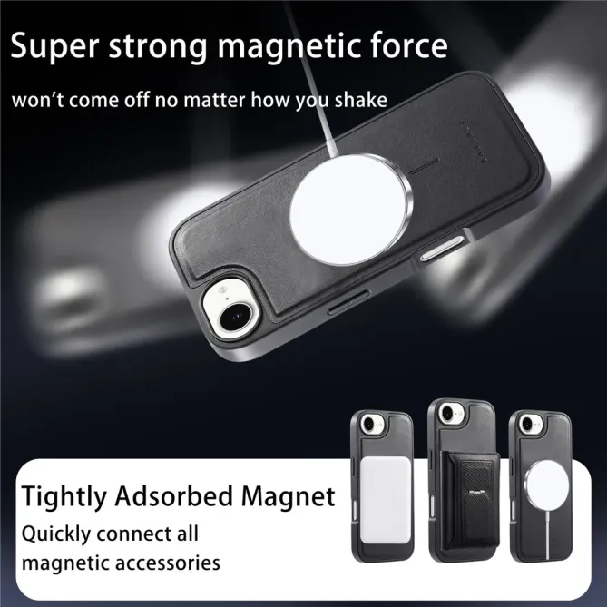 Coque iPhone 17e / 16e Magnétique Détachable avec Porte-Cartes et Support