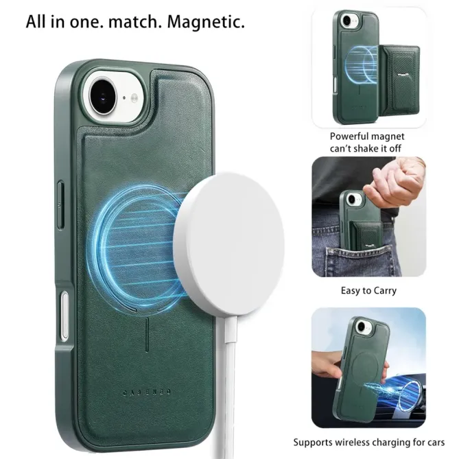 Coque iPhone 17e / 16e Magnétique Détachable avec Porte-Cartes et Support