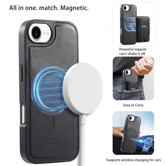 Coque iPhone 17e / 16e Porte-carte Détachable et Support Magnétique