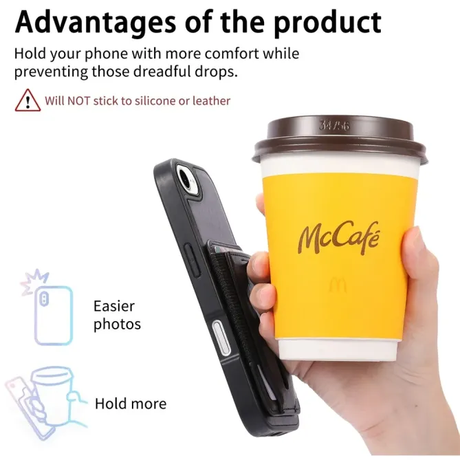 Coque iPhone 17e / 16e Porte-cartes Magnétique Détachable avec Sangle