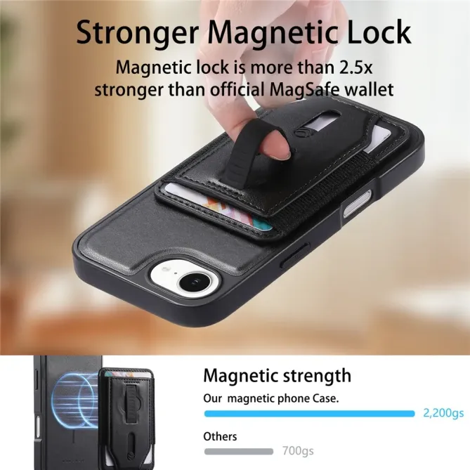 Coque iPhone 17e / 16e Porte-cartes Magnétique Détachable avec Sangle