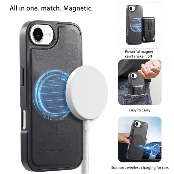 Coque iPhone 17e / 16e Porte-cartes Magnétique Détachable avec Sangle