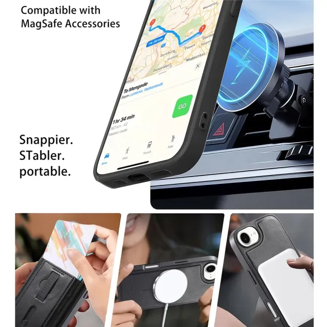 Coque iPhone 17e / 16e Porte-cartes Magnétique Détachable avec Sangle