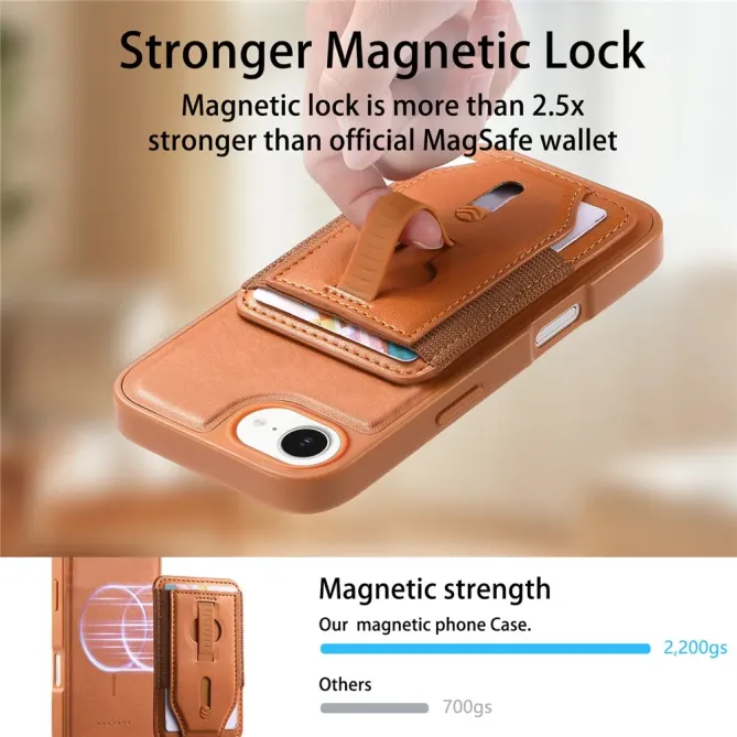 Coque iPhone 17e / 16e Porte-cartes Magnétique Détachable avec Sangle