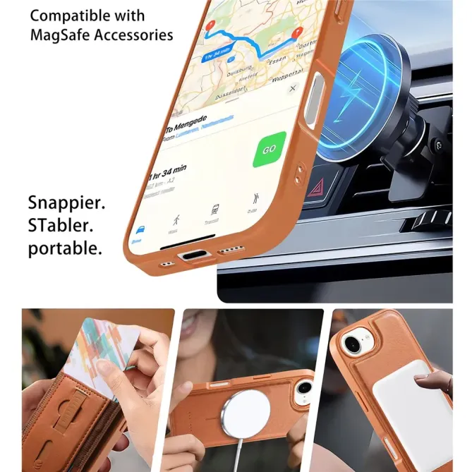 Coque iPhone 17e / 16e Porte-cartes Magnétique Détachable avec Sangle