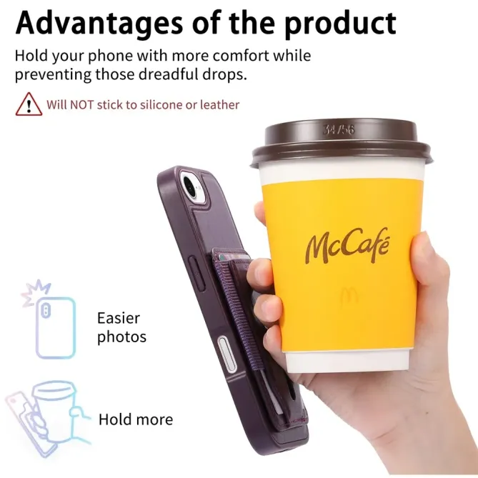 Coque iPhone 17e / 16e Porte-cartes Magnétique Détachable avec Sangle