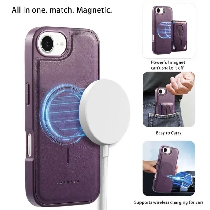 Coque iPhone 17e / 16e Porte-cartes Magnétique Détachable avec Sangle