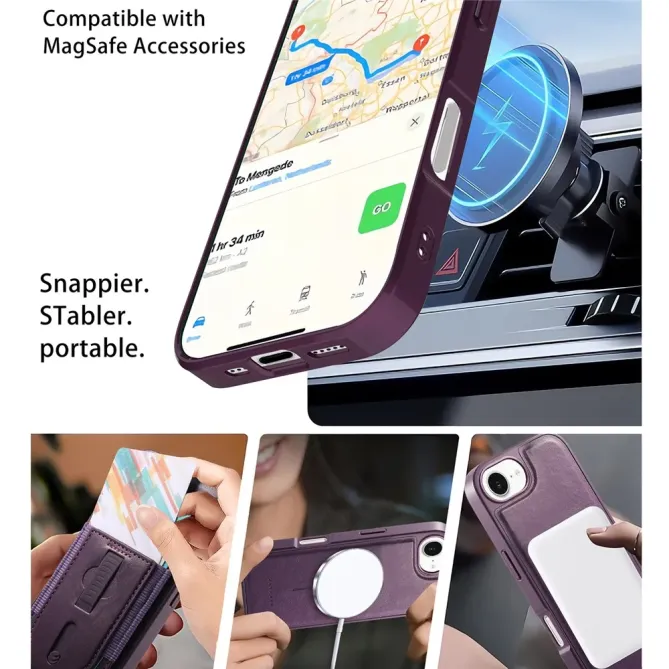 Coque iPhone 17e / 16e Porte-cartes Magnétique Détachable avec Sangle