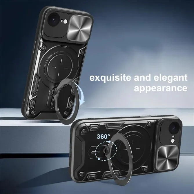 Coque iPhone 17e / 16e Armor avec Cache Caméra et Support Rotatif