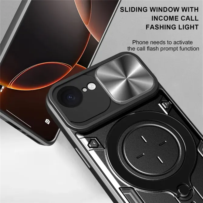 Coque iPhone 17e / 16e Armor avec Cache Caméra et Support Rotatif