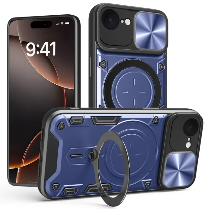 Coque iPhone 17e / 16e Armor avec Cache Caméra et Support Rotatif