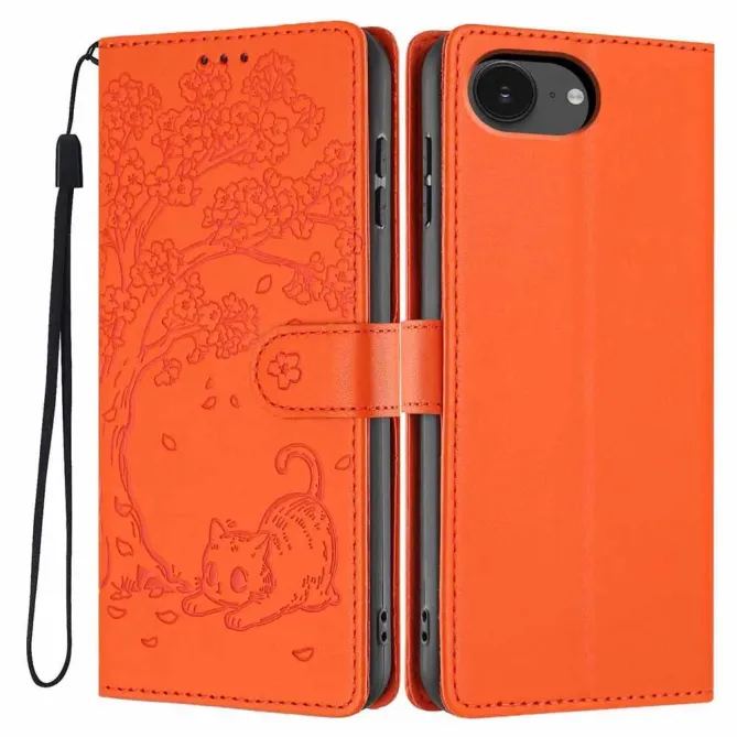 Housse iPhone 17e / 16e Arbre et Chat avec Dragonne