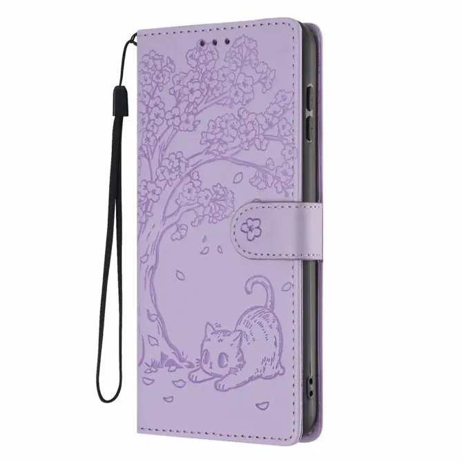 Housse iPhone 17e / 16e Arbre et Chat avec Dragonne
