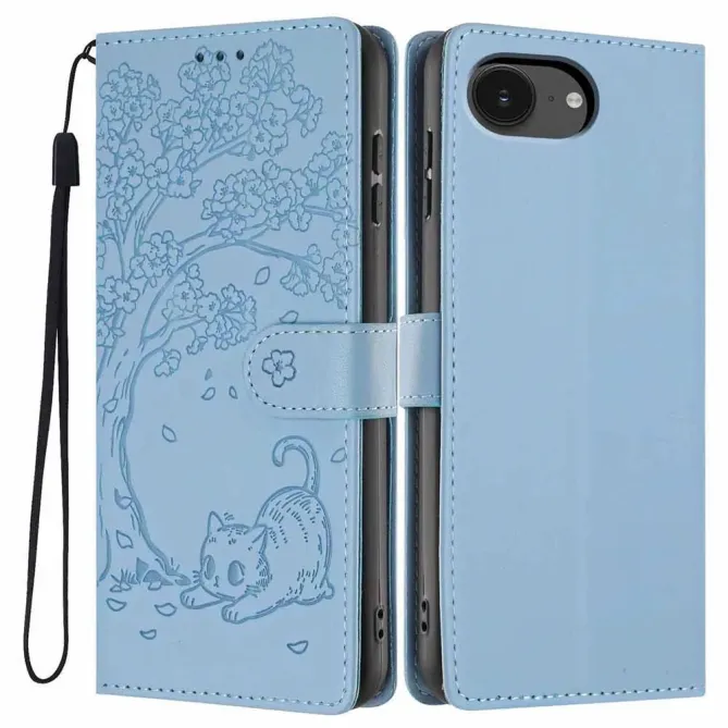 Housse iPhone 17e / 16e Arbre et Chat avec Dragonne