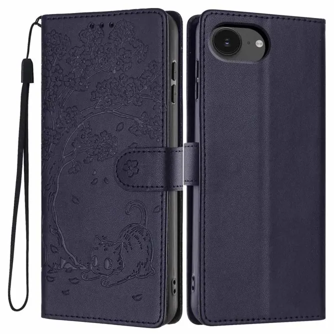 Housse iPhone 17e / 16e Arbre et Chat avec Dragonne