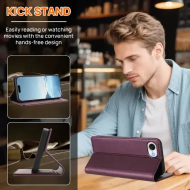 Housse iPhone 17e / 16e Chats Gravés avec Protection RFID Vin Rouge - photo 57