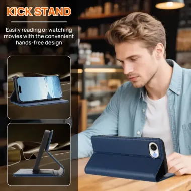 Housse iPhone 17e / 16e Chats Gravés avec Protection RFID Bleu marine - photo 68