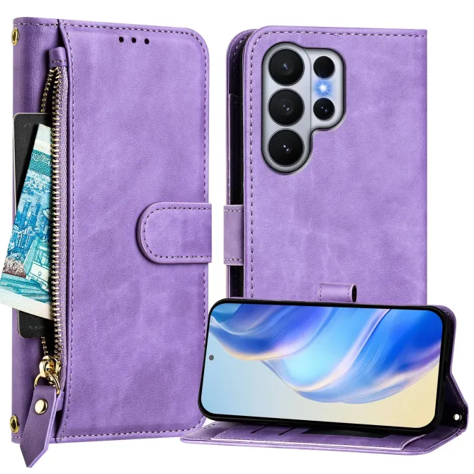 Housse Samsung Galaxy S26 Ultra Portefeuille Zippé Multi-Rangements