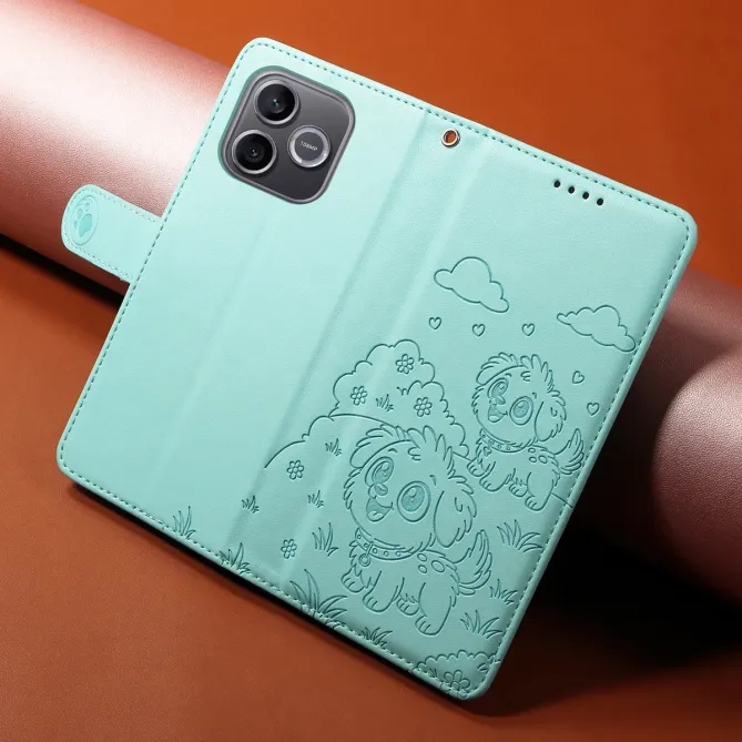 Étui Honor 600 Lite Motif Chiens avec Blocage RFID et Dragonne