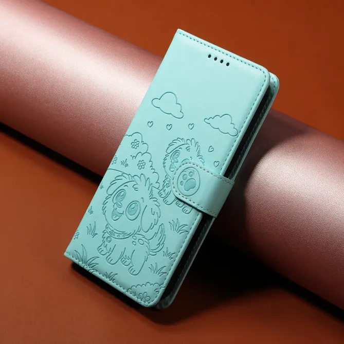 Étui Honor 600 Lite Motif Chiens avec Blocage RFID et Dragonne