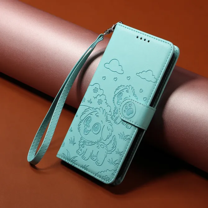 Étui Honor 600 Lite Motif Chiens avec Blocage RFID et Dragonne