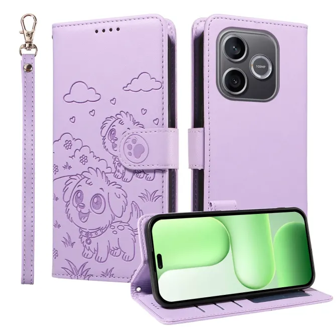 Étui Honor 600 Lite Motif Chiens avec Blocage RFID et Dragonne