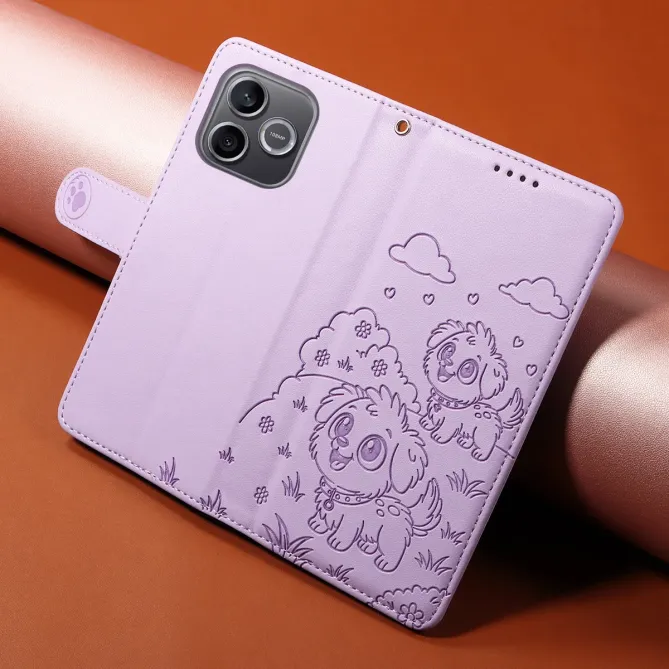 Étui Honor 600 Lite Motif Chiens avec Blocage RFID et Dragonne