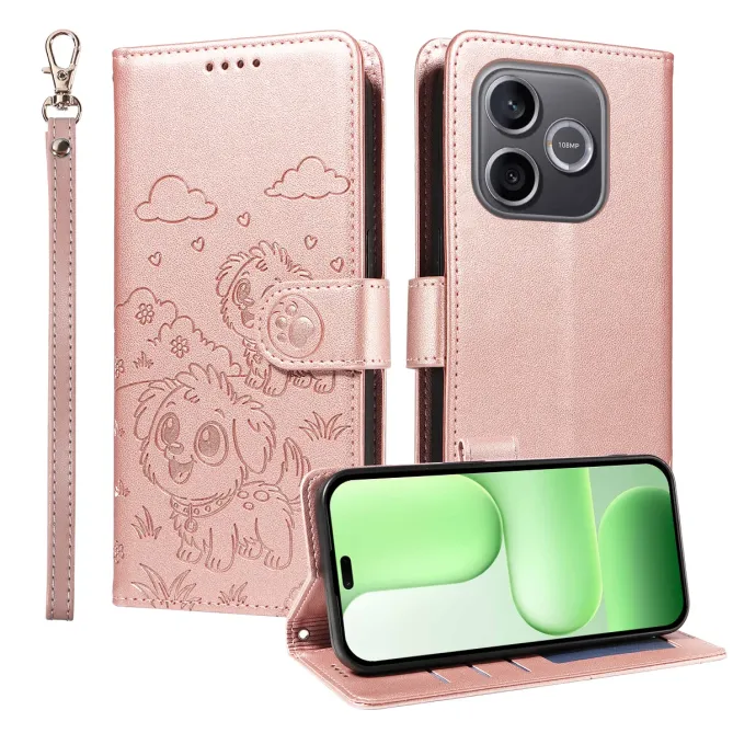 Étui Honor 600 Lite Motif Chiens avec Blocage RFID et Dragonne