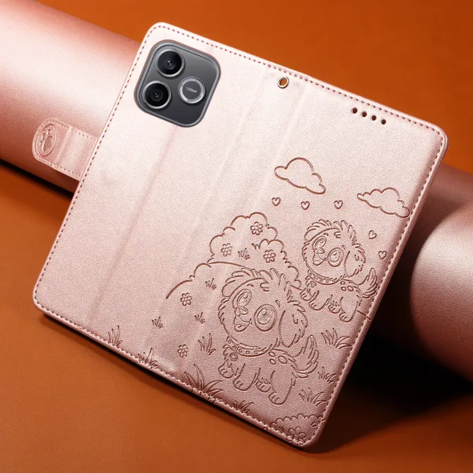 Étui Honor 600 Lite Motif Chiens avec Blocage RFID et Dragonne