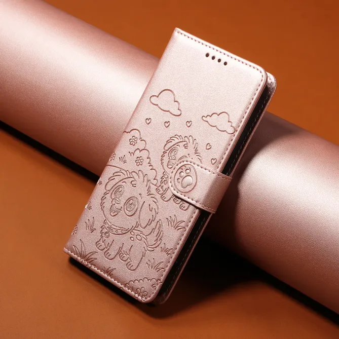 Étui Honor 600 Lite Motif Chiens avec Blocage RFID et Dragonne