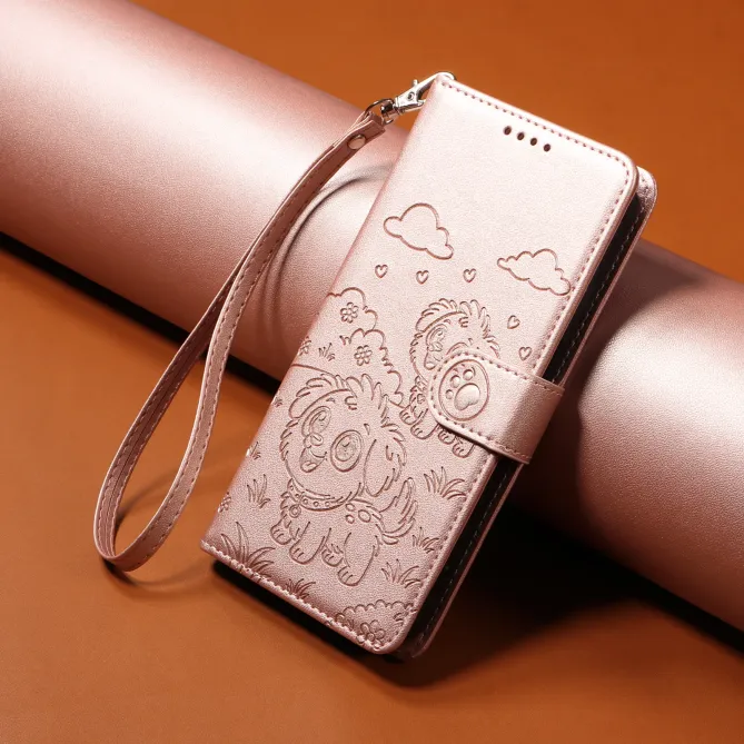 Étui Honor 600 Lite Motif Chiens avec Blocage RFID et Dragonne