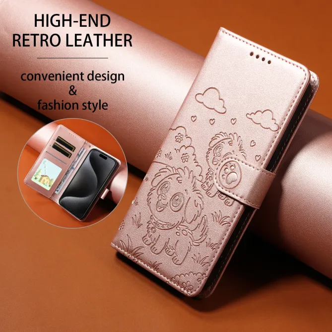 Étui Honor 600 Lite Motif Chiens avec Blocage RFID et Dragonne