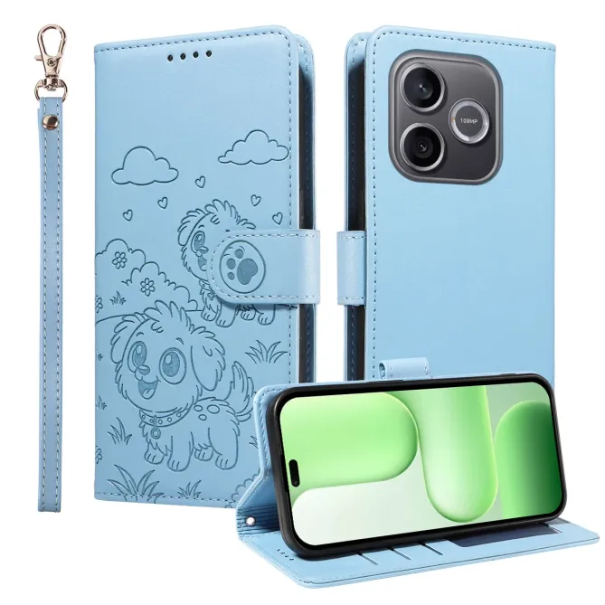 Étui Honor 600 Lite Motif Chiens avec Blocage RFID et Dragonne