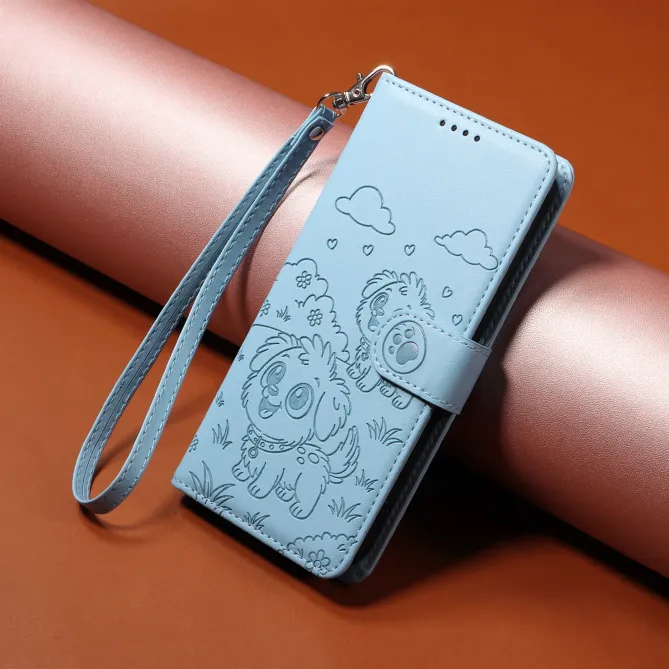 Étui Honor 600 Lite Motif Chiens avec Blocage RFID et Dragonne