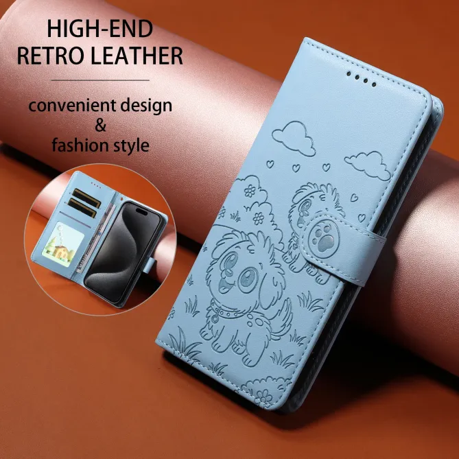 Étui Honor 600 Lite Motif Chiens avec Blocage RFID et Dragonne