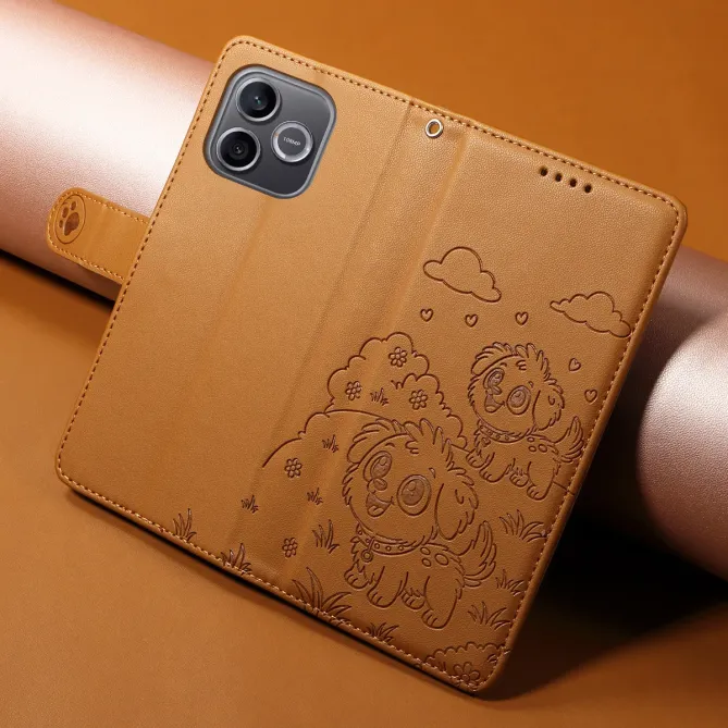 Étui Honor 600 Lite Motif Chiens avec Blocage RFID et Dragonne