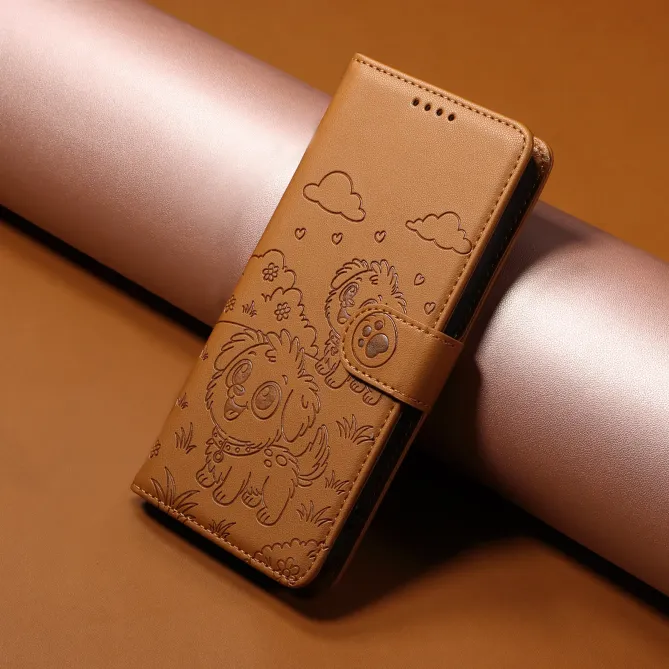 Étui Honor 600 Lite Motif Chiens avec Blocage RFID et Dragonne