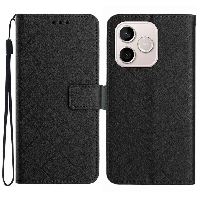 Étui Honor 600 Lite Effet Cuir Rhombus à Lanière